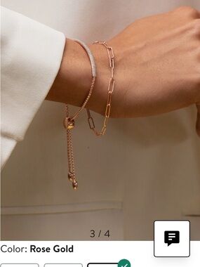 MONICA VINADER Rose Gold Adjustable Hammered Paperclip Bracelet